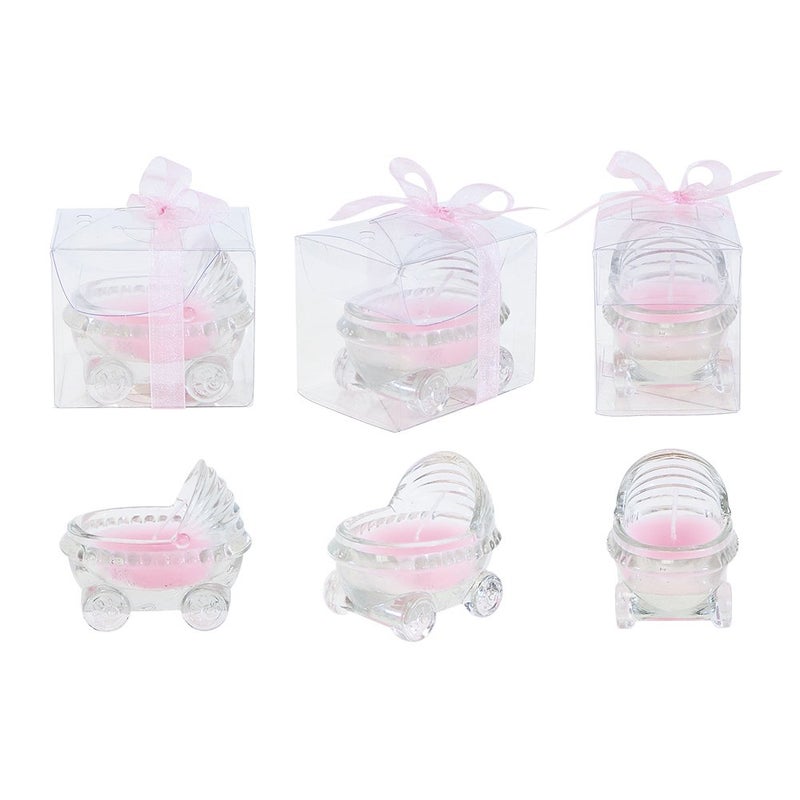 Lunaura 12 pcs Scented Baby Powder Pink Glass Baby Carriage Container Candles, Palm Wax Candle, Baby Shower Gifts, Decorative Accent, Home DÃ©cor, Memory Keepsake, Party Favors, Centerpieces - Image 2